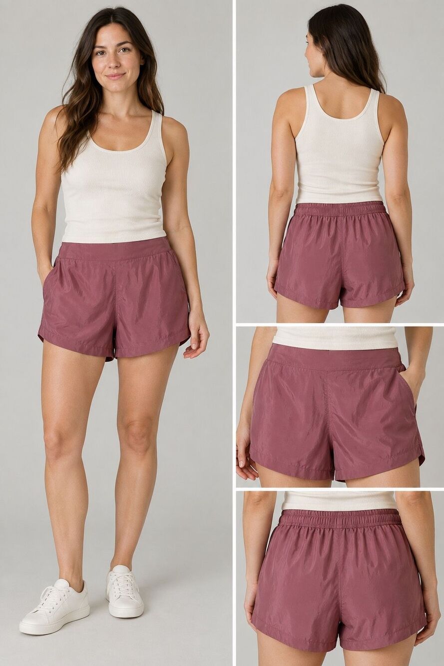 Athleta Calm Cool Shorts Women’s Large Mauve Rose 100% Cupro Pull On Lounge